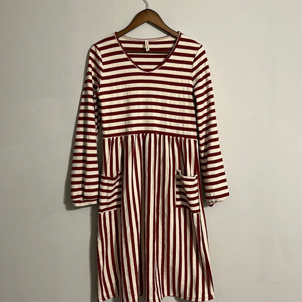 Orange Creek Red and Cream Striped Dress